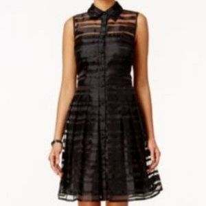 Black Illusion Stripe Sleeveless Fancy Dress